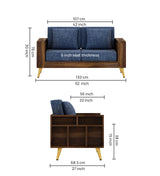 Bolt Solid Sheesham Wood 2 Seater Sofa With Side Storage - 3 Year Warranty (LUXE EDITION)