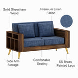 Bolt Solid Sheesham Wood 2 Seater Sofa With Side Storage - 3 Year Warranty (LUXE EDITION)