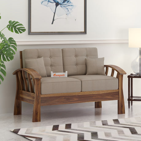 CROWN Solid Sheesham Wood 2 Seater Sofa - 3 Year Warranty (LUXE EDITION)