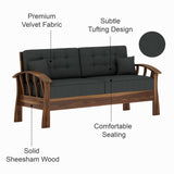 CROWN Solid Sheesham Wood 3 Seater Sofa - 3 Year Warranty (LUXE EDITION)