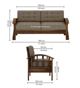 CROWN Solid Sheesham Wood 3 Seater Sofa - 3 Year Warranty (LUXE EDITION)