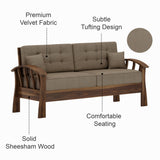 CROWN Solid Sheesham Wood 3 Seater Sofa - 3 Year Warranty (LUXE EDITION)
