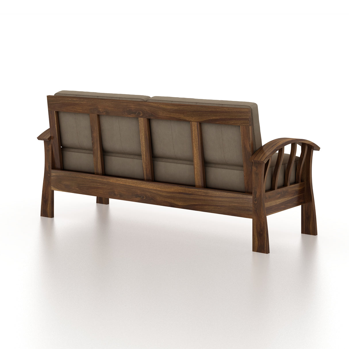 CROWN Solid Sheesham Wood 3 Seater Sofa - 3 Year Warranty (LUXE EDITION)