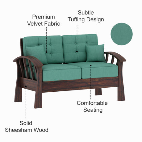 CROWN Solid Sheesham Wood 2 Seater Sofa - 3 Year Warranty (LUXE EDITION)