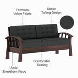 CROWN Solid Sheesham Wood 3 Seater Sofa - 3 Year Warranty (LUXE EDITION)
