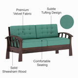 CROWN Solid Sheesham Wood 3 Seater Sofa - 3 Year Warranty (LUXE EDITION)