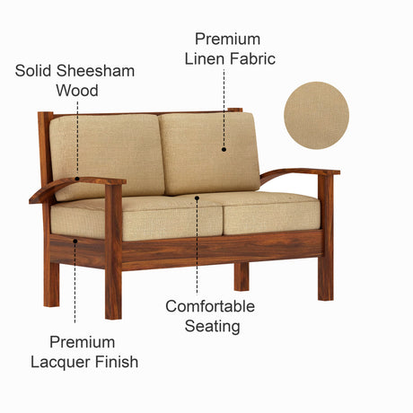 DELTA Solid Sheesham Wood 2 Sofa - 3 Year Warranty (LUXE EDITION)