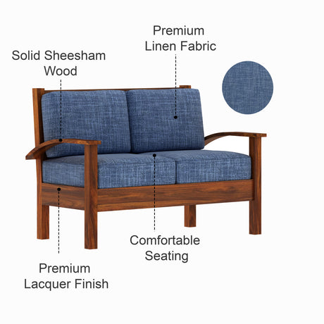 DELTA Solid Sheesham Wood 2 Sofa - 3 Year Warranty (LUXE EDITION)