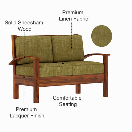 DELTA Solid Sheesham Wood 2 Sofa - 3 Year Warranty (LUXE EDITION)