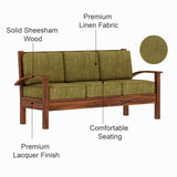 DELTA Solid Sheesham Wood 3 Seater Sofa - 3 Year Warranty (LUXE EDITION)