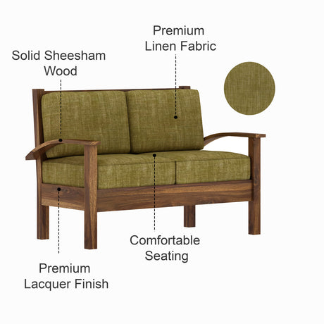 DELTA Solid Sheesham Wood 2 Sofa - 3 Year Warranty (LUXE EDITION)