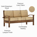 DELTA Solid Sheesham Wood 3 Seater Sofa - 3 Year Warranty (LUXE EDITION)