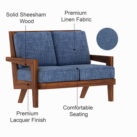 AURA Solid Sheesham Wood 2 Seater Sofa - 3 Year Warranty (LUXE EDITION)