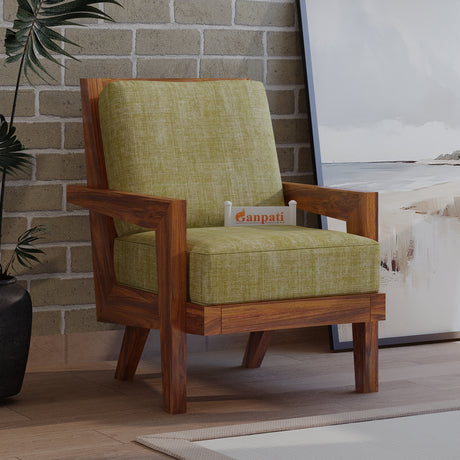 AURA Solid Sheesham Wood Single Seater Sofa - 3 Year Warranty (LUXE EDITION)