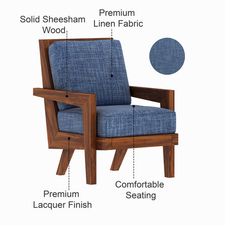AURA Solid Sheesham Wood Single Seater Sofa - 3 Year Warranty (LUXE EDITION)