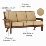 AURA Solid Sheesham Wood 3 Seater Sofa - 3 Year Warranty (LUXE EDITION)