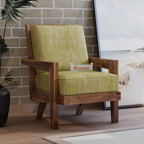 AURA Solid Sheesham Wood Single Seater Sofa - 3 Year Warranty (LUXE EDITION)