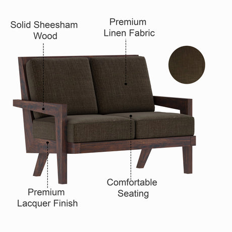 AURA Solid Sheesham Wood 2 Seater Sofa - 3 Year Warranty (LUXE EDITION)