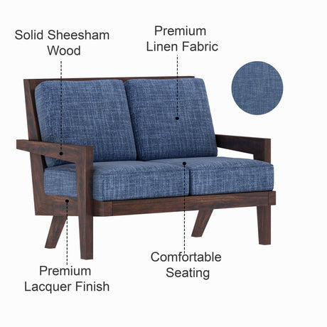 AURA Solid Sheesham Wood 2 Seater Sofa - 3 Year Warranty (LUXE EDITION)