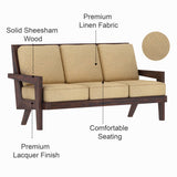 AURA Solid Sheesham Wood 3 Seater Sofa - 3 Year Warranty (LUXE EDITION)