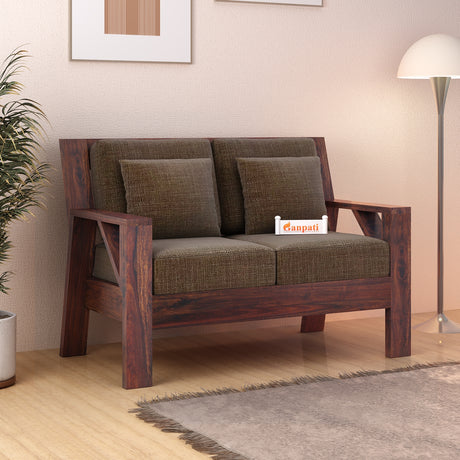 CIZAR Solid Sheesham Wood 2 Seater Sofa - 3 Year Warranty (LUXE EDITION)