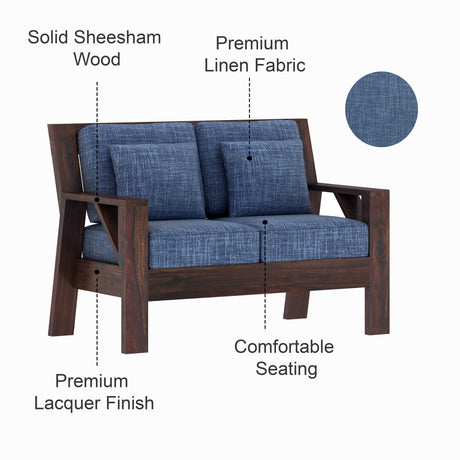 CIZAR Solid Sheesham Wood 2 Seater Sofa - 3 Year Warranty (LUXE EDITION)