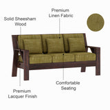CIZAR Solid Sheesham Wood 3 Seater Sofa - 3 Year Warranty (LUXE EDITION)