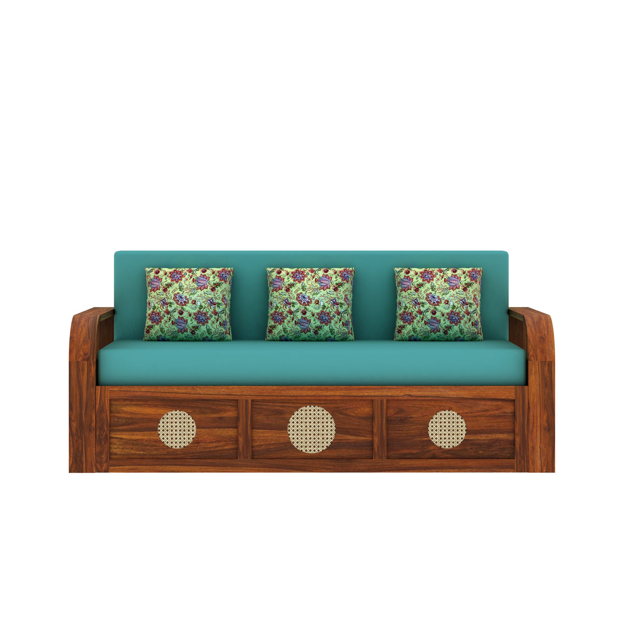 COSMOS Solid Sheesham Wood 3 Seater Sofa Cum Bed with Headboard Design - 3 years Warranty