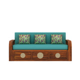 COSMOS Solid Sheesham Wood 3 Seater Sofa Cum Bed with Headboard Design - 3 years Warranty