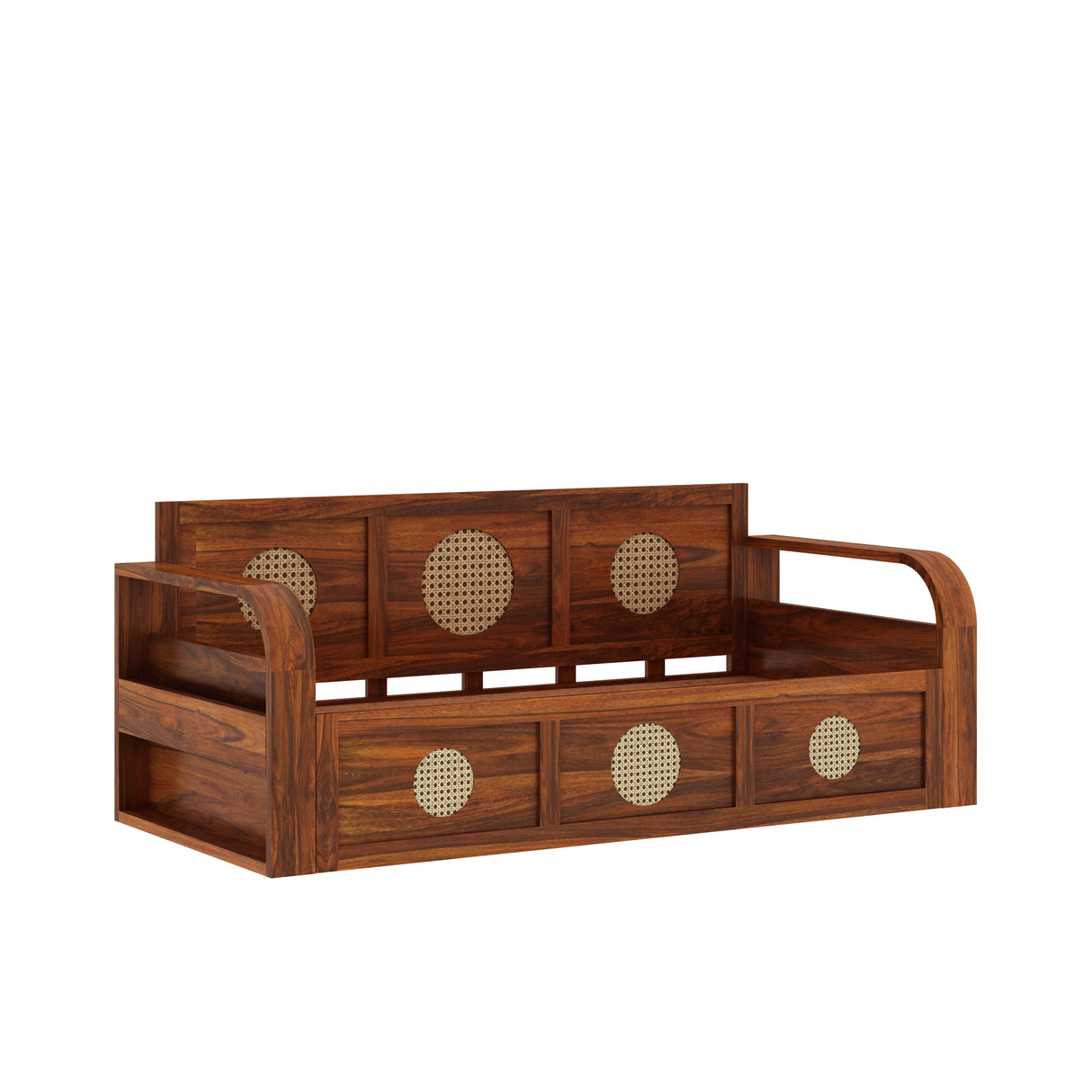 COSMOS Solid Sheesham Wood 3 Seater Sofa Cum Bed with Headboard Design - 3 years Warranty