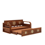COSMOS Solid Sheesham Wood 3 Seater Sofa Cum Bed with Headboard Design - 3 years Warranty