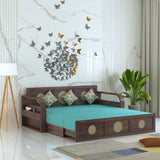 COSMOS Solid Sheesham Wood 3 Seater Sofa Cum Bed with Headboard Design - 3 years Warranty