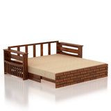 Italian Solid Sheesham Wood 3 Seater Sofa Cum Bed With Mini Storage and Side Pockets - 3 Years Warranty