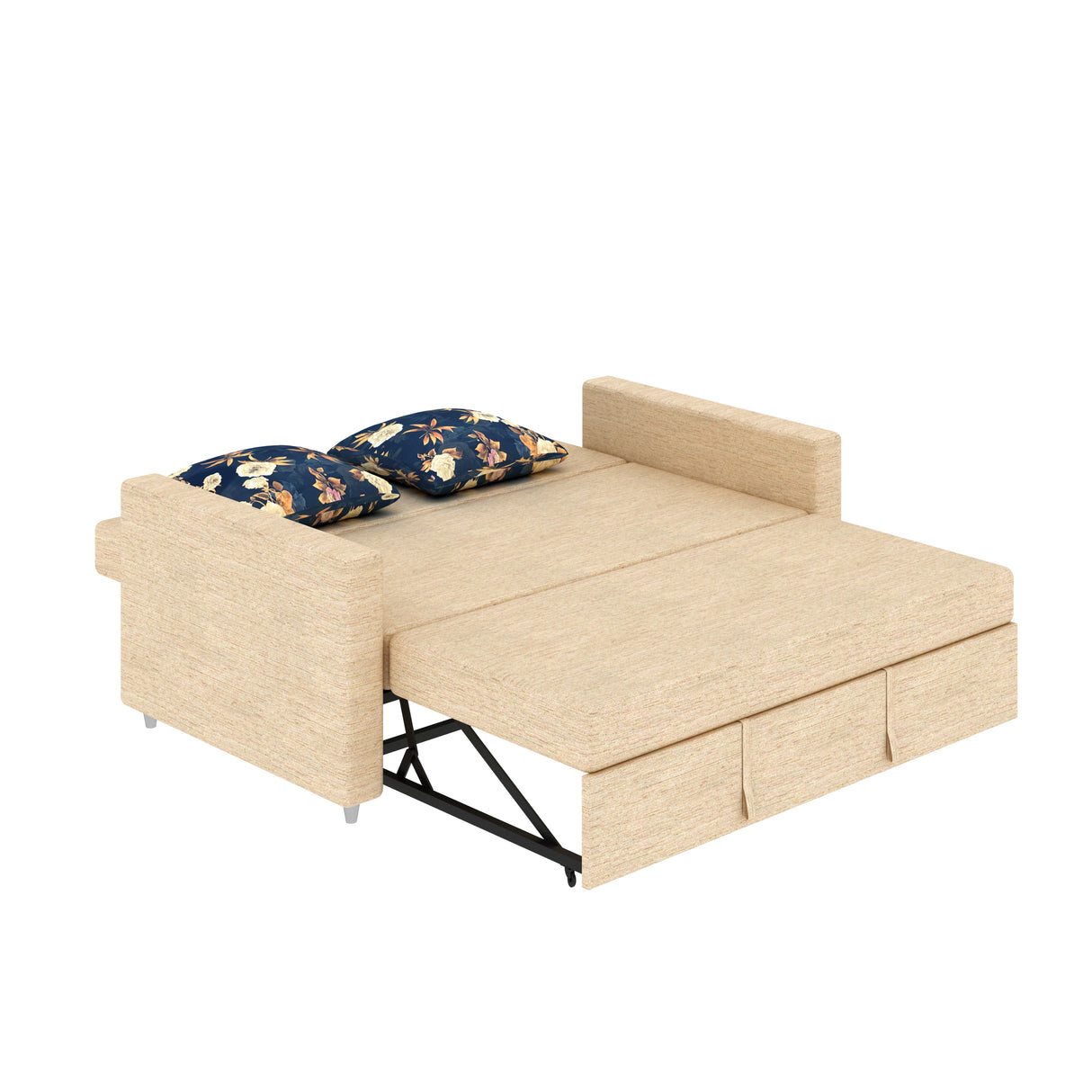 Victoria Fabric 3 Seater Pull Out Sofa Cum Bed(BEIGE) - 24 Months Warranty