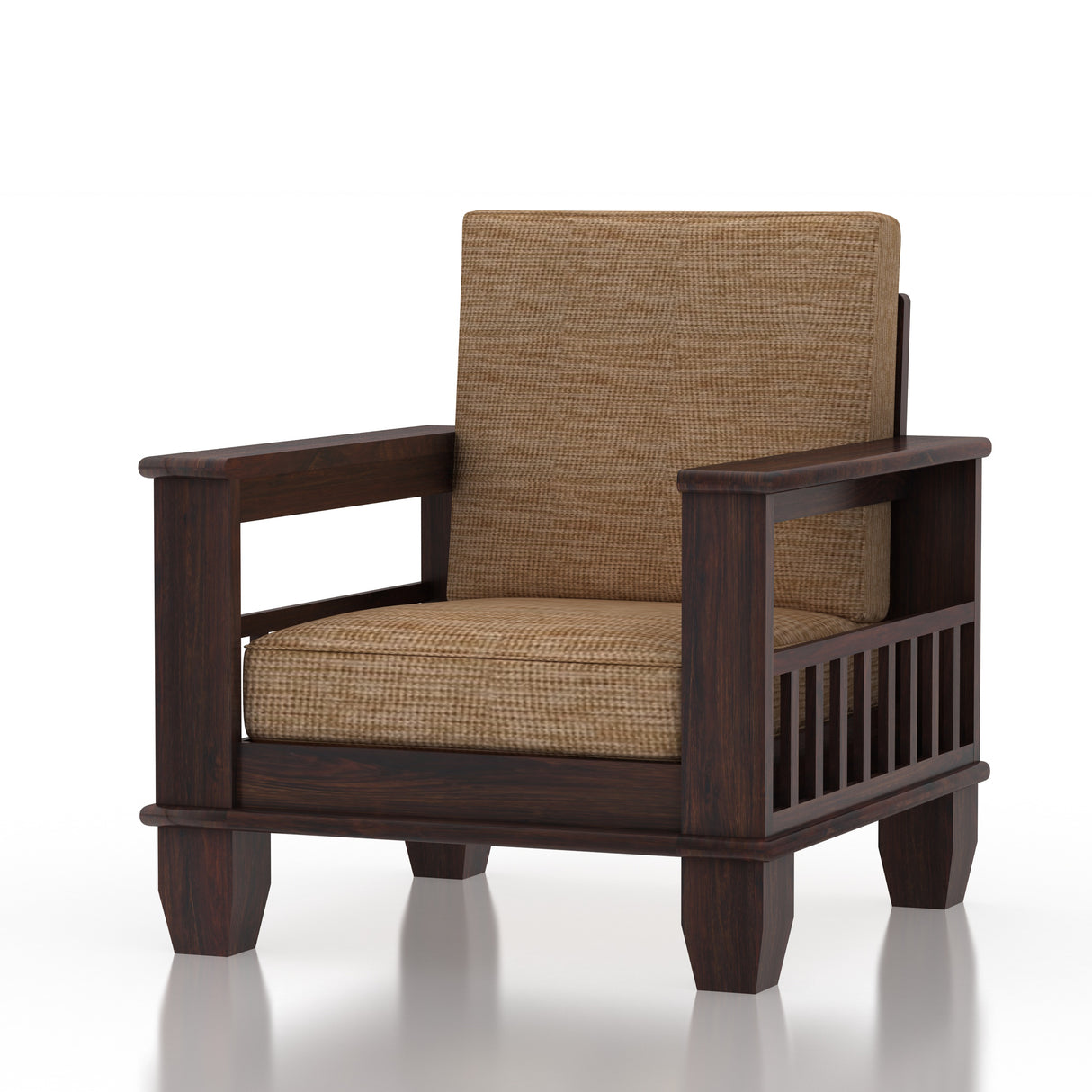 Maharaja Solid Sheesham Wood Single Seater Sofa - 3 Years Warranty
