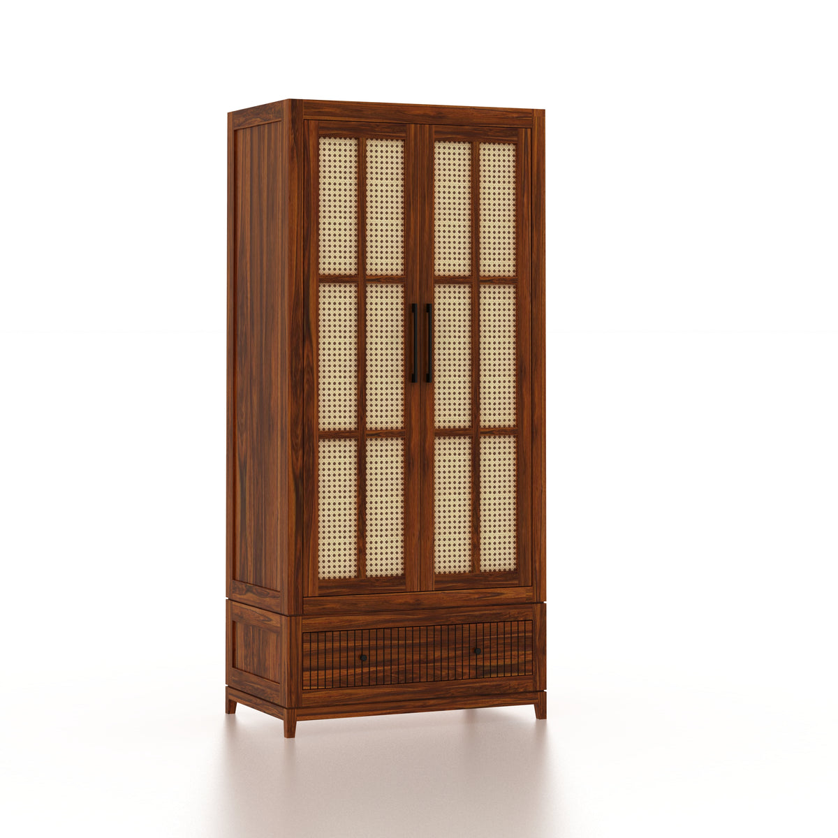Martino Solid Sheesham Wood Wardrobe With Two Doors and Drawer - 3-Year Warranty