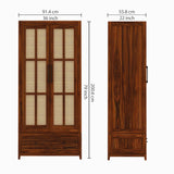 Martino Solid Sheesham Wood Wardrobe With Two Doors and Drawer - 3-Year Warranty