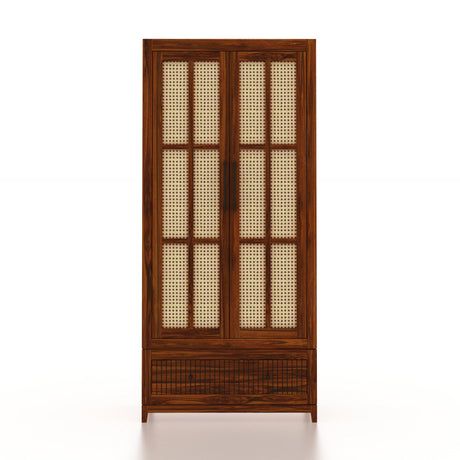 Martino Solid Sheesham Wood Wardrobe With Two Doors and Drawer - 3-Year Warranty