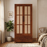 Martino Solid Sheesham Wood Wardrobe With Two Doors and Drawer - 3-Year Warranty