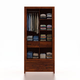Martino Solid Sheesham Wood Wardrobe With Two Doors and Drawer - 3-Year Warranty