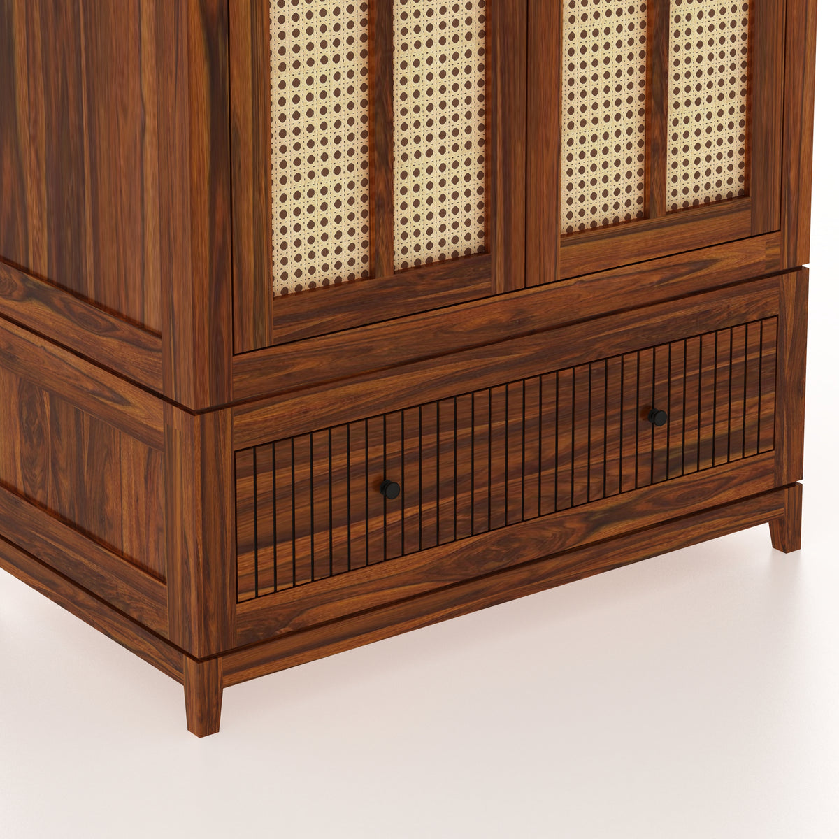Martino Solid Sheesham Wood Wardrobe With Two Doors and Drawer - 3-Year Warranty
