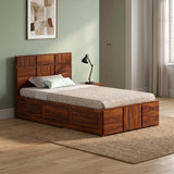 SCOTT Solid Sheesham Wood 4 Feet Bed With Box Storage - 3 Years Warranty