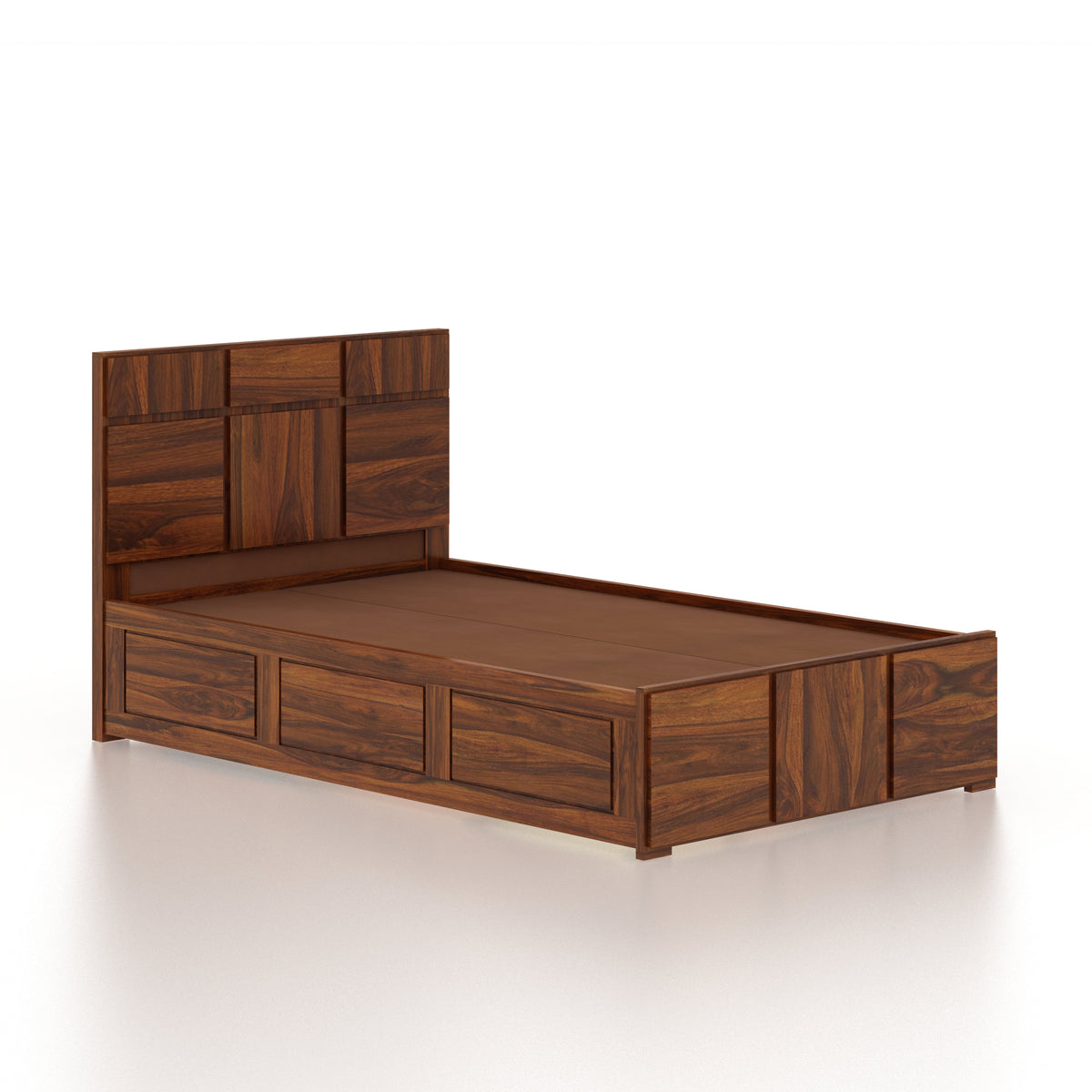 SCOTT Solid Sheesham Wood 4 Feet Bed With Box Storage - 3 Years Warranty