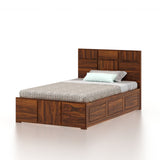 SCOTT Solid Sheesham Wood 4 Feet Bed With Box Storage - 3 Years Warranty