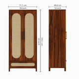 Naptune Solid Sheesham Wood Wardrobe With  Two Doors and Drawer - 3-Year Warranty