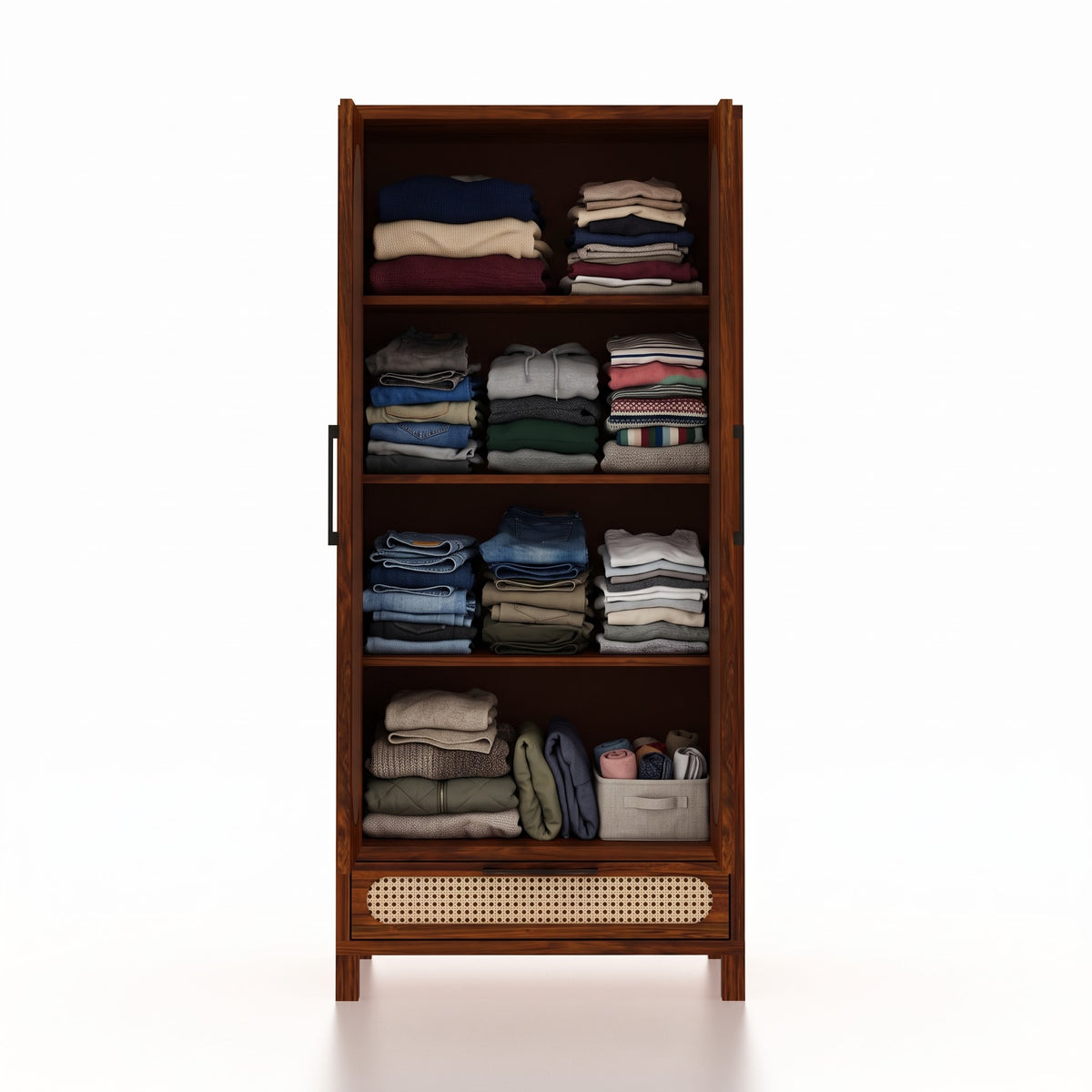 Naptune Solid Sheesham Wood Wardrobe With  Two Doors and Drawer - 3-Year Warranty