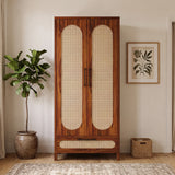 Naptune Solid Sheesham Wood Wardrobe With  Two Doors and Drawer - 3-Year Warranty