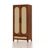 Naptune Solid Sheesham Wood Wardrobe With  Two Doors and Drawer - 3-Year Warranty