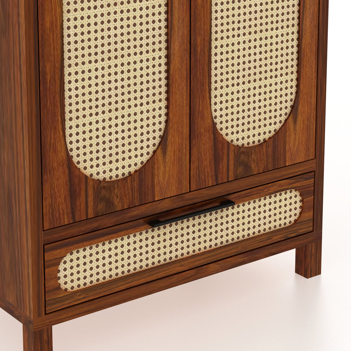 Naptune Solid Sheesham Wood Wardrobe With  Two Doors and Drawer - 3-Year Warranty