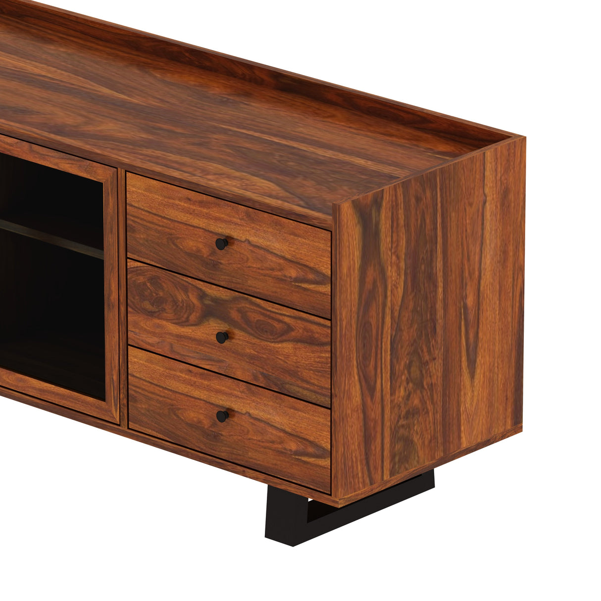 Victoria Solid Sheesham Wood Sideboard With Doors and Drawer Storage - 3 years Warranty(Luxe Edition)